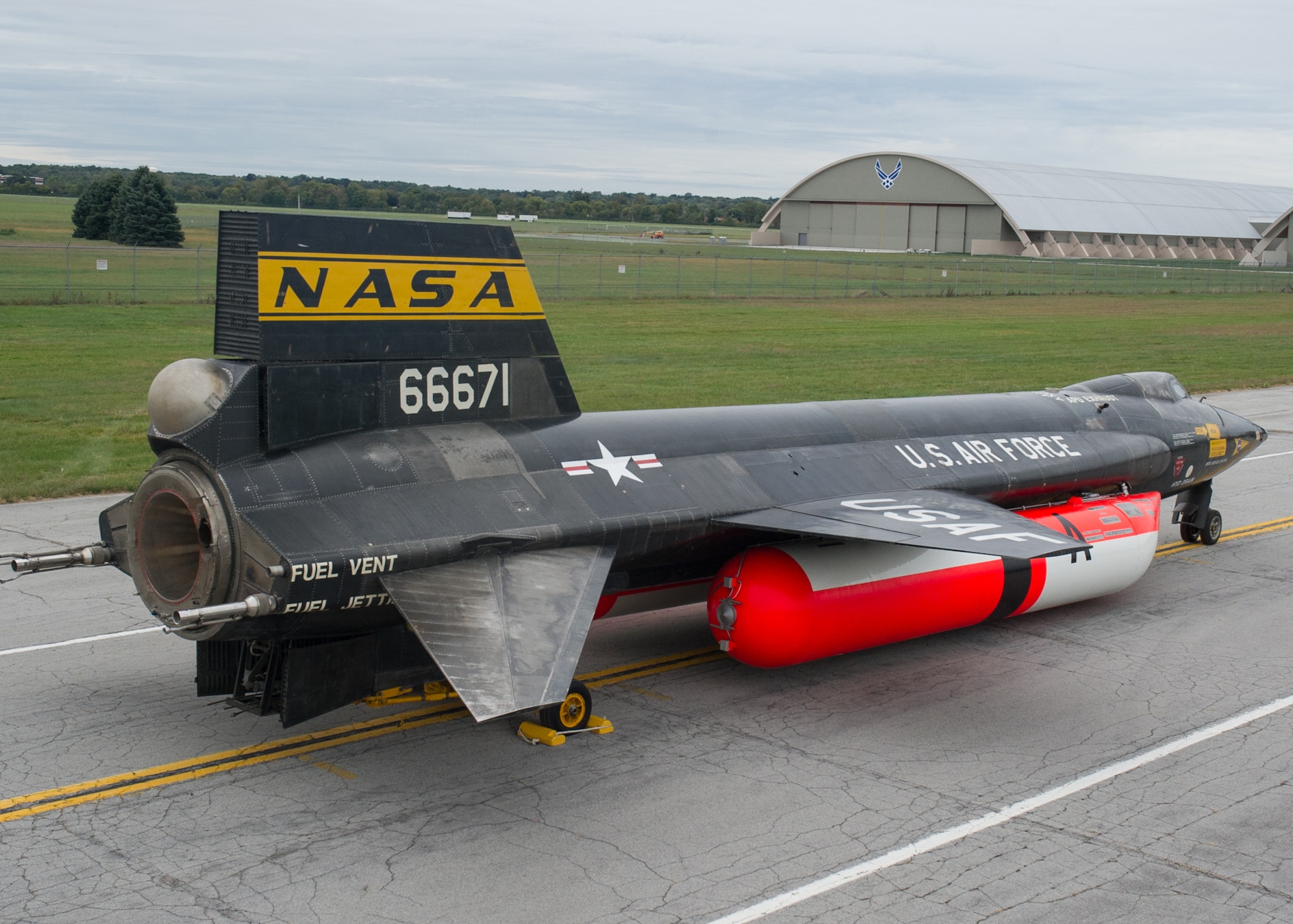 The North American X-15A-2 was moved from the restoration hangar to the museum’s new fourth building on Oct. 2, 2015. The X-15 became the first aircraft to be moved into the fourth building, where it will be part of the expanded Space Gallery. (U.S. Air Force photo by Ken LaRock)