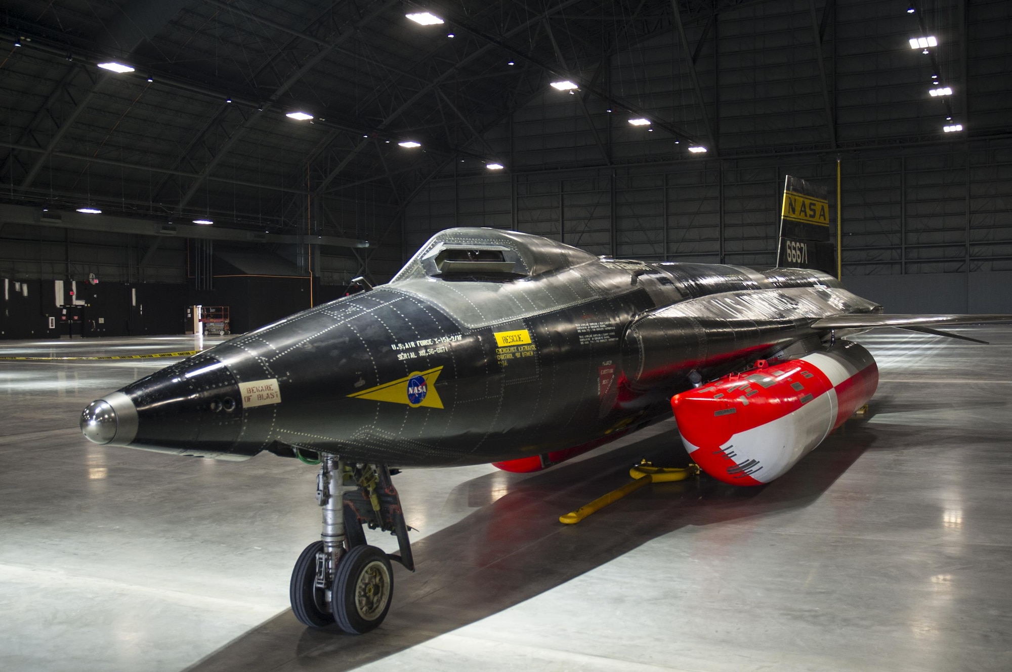The North American X-15A-2 was moved from the restoration hangar to the museum’s new fourth building on Oct. 2, 2015. The X-15 became the first aircraft to be moved into the fourth building, where it will be part of the expanded Space Gallery. (U.S. Air Force photo by Ken LaRock)