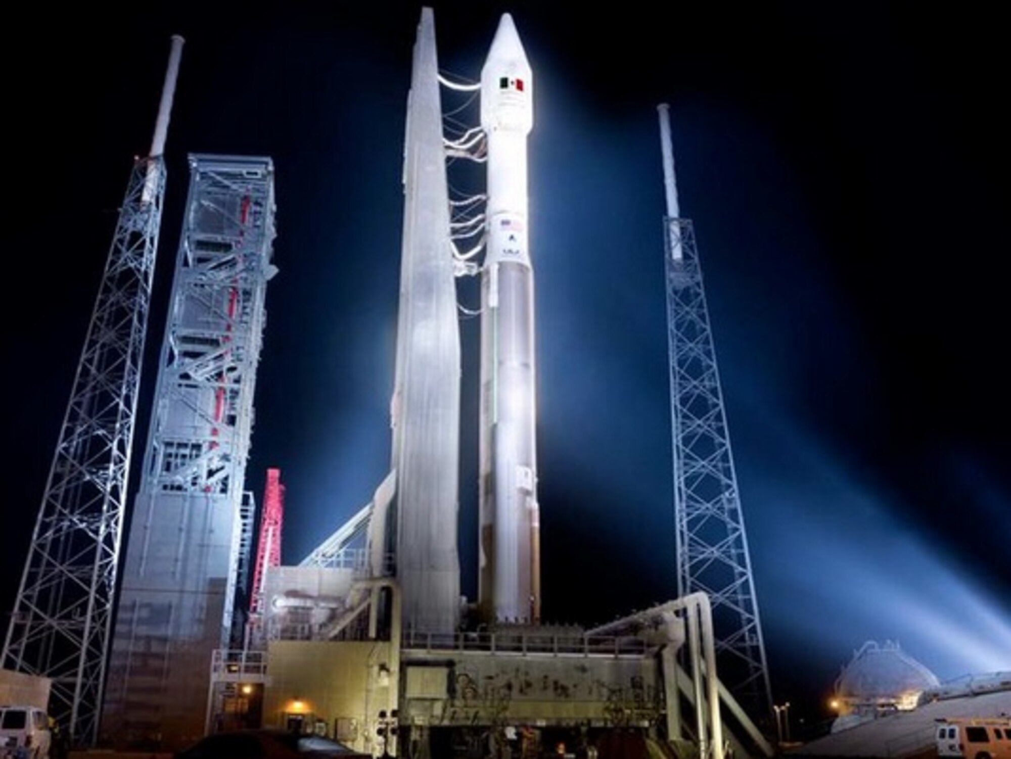 The 45th Space Wing supported the United Launch Alliance’s 100th launch, an Atlas V 421 flying the Morelos-3 communications satellite for Mexico’s Secretariat of Communications and Transportation on Oct. 2, 2015. (Courtesy photo/Lockheed Martin)