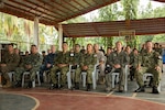 U.S., Philippine and Japanese Ground Self-Defense Force service members attend the opening ceremony for the command post exercise in Naval Forces Northwest, Palawan, Philippines, during Amphibious Landing Exercise 2015 (PHIBLEX 15), Oct. 1. PHIBLEX 15 is an annual bilateral training exercise conducted with the Armed Forces of the Philippines in order to strengthen our interoperability and working relationships across a wide range of military operations from disaster relief to complex expeditionary operations. 