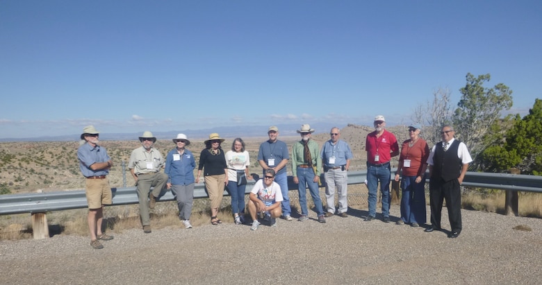 GALISTEO DAM, N.M. – District archaeologist Gregory Everhart (third from right) and conference attendees, pause during Everhart’s tour of the dam, Sept. 20, 2015. 

