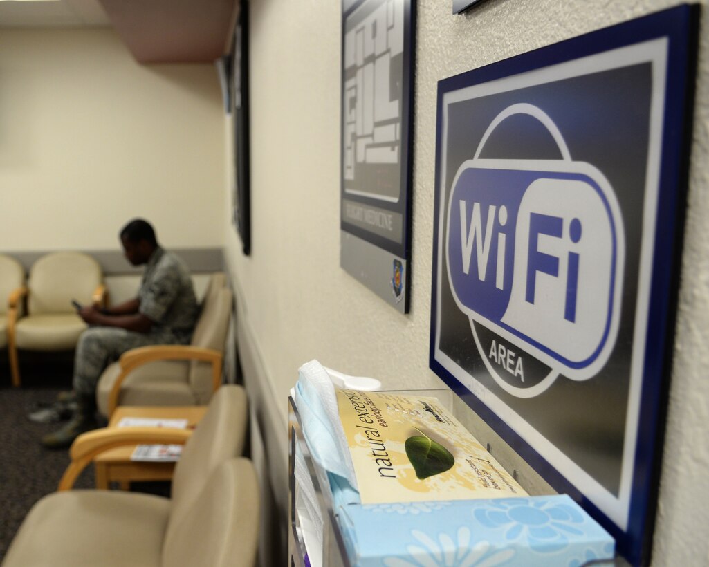 The 90th Medical Group installed five Wi-Fi hotspots in the 90th MDG Medical Treatment Facility, September. The initiative was setup and accomplished by the 90th MDSS Information Systems Flight. (U.S. Air Force photo by Airman 1st Class Malcolm Mayfield)