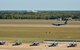 A KC-135 Stratotanker and F-15E Strike Eagles share the flightline at Barksdale Air Force Base, La., Oct. 2, 2015. Hundreds of aircrew and more than 65 aircraft from Seymour Johnson AFB, N.C., relocated to avoid potential damage from high winds associated with Hurricane Joaquin along the East Coast. (U.S. Air Force photo/Airman 1st Class Mozer O. Da Cunha)