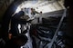 Aircrew loads a KC-135R Stratotanker with pallets of cargo, Oct. 1, 2015, at Seymour Johnson Air Force Base, North Carolina. The aircrew loaded three pallets onto the aircraft, headed to Barksdale AFB, Louisiana, due to weather coming in from Hurricane Joaquin. (U.S. photo/Airman 1st Class Ashley Williamson)