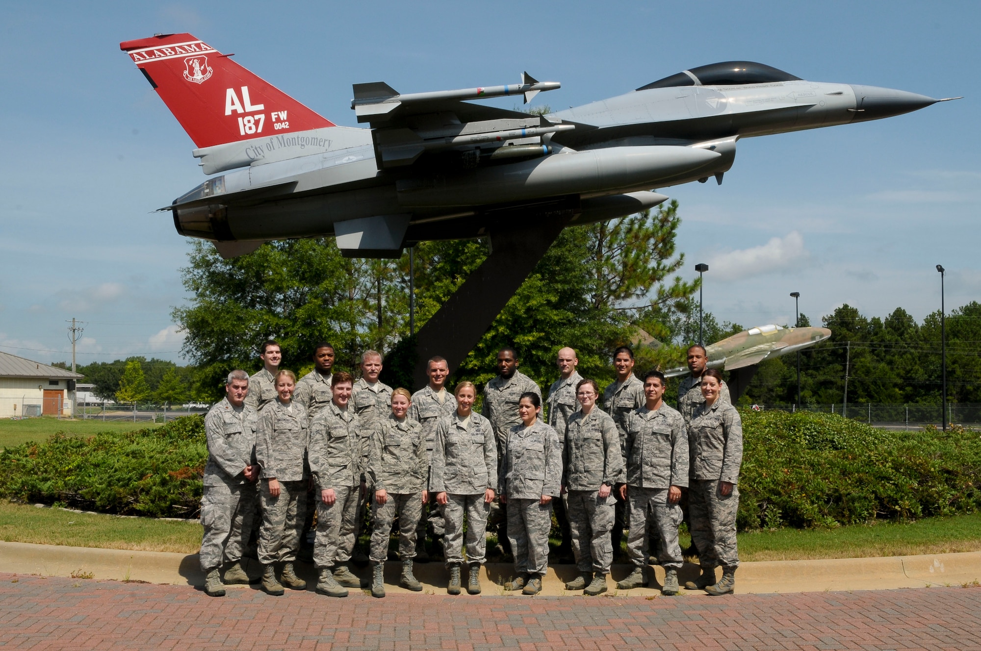 Intelligence personnel from seven different Air National Guard bases attend the first ever 12 day F-16 Intelligence Fighter Training Unit class at the 187th Fighter Wing, Montgomery, Ala. on Aug. 21, 2015. The F-16 IFTU course is designed to train intelligence personnel how the different Air Force weapons systems integrate into the F-16 in order to effectively operate in combat. (U.S. Air Force photo by Tech. Sgt. Matthew Garrett\Released)