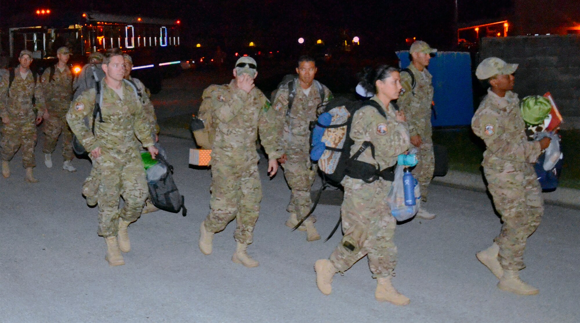 PATRICK AIR FORCE BASE, Fla. - A group of reservists from the 920th Rescue Wing here returned today just after 8 p.m. from a deployment to the Horn of Africa. Roughly 30 pararescuemen and support personnel deployed four months ago to Northeast Africa to serve as part of Combined Joint Task Force - Horn of Africa, where they provided personnel recovery and humanitarian aid as necessary. (U.S. Air Force photo/Master Sgt. Paul Flipse)