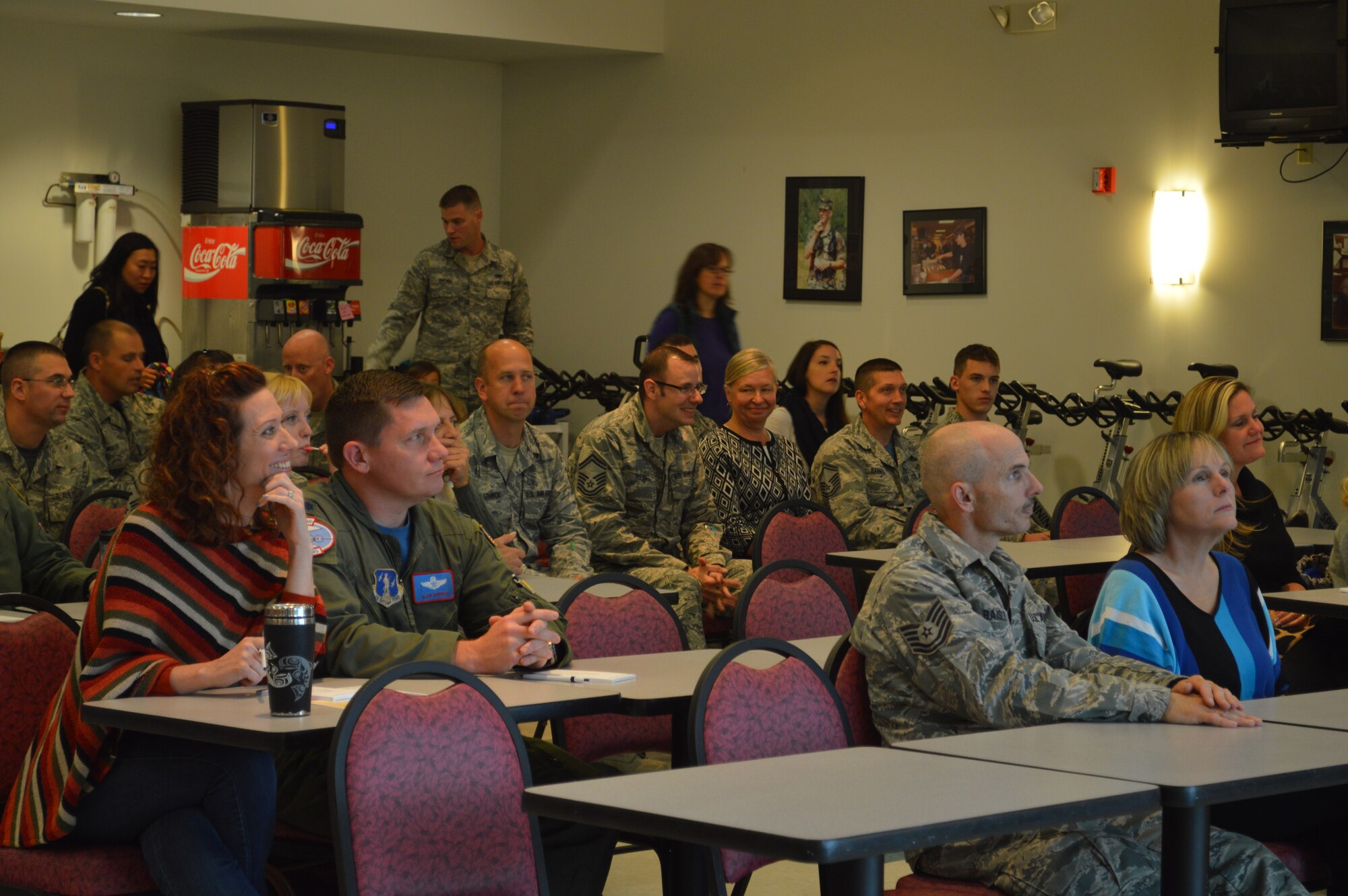 Airmen and family members with the 109th Airlift Wing attended the first-ever White Ribbon event at Stratton Air National Guard Base, New York, on Oct. 3, 2015. The White Ribbon is very similar to the Yellow Ribbon events offered to those affected by contingency deployments. The White Ribbon is unique to the 109th AW because of their annual deployments to McMurdo Station, Antarctica. (U.S. Air National Guard photo by Tech. Sgt. Catharine Schmidt/Released)