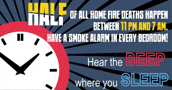 National Fire Prevention Week, hosted by the National Fire Protection Association and held Oct. 4-10 this year, is an opportunity for installation fire departments to put Airmen’s focus on fire safety. This year’s theme, “hear the beep where you sleep,” is a call to have a working smoke alarm in every room in the house. (Courtesy image)