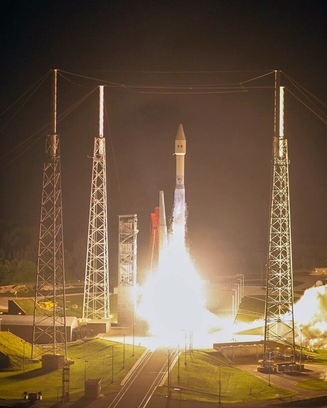 PATRICK AIR FORCE BASE, Fla. -- A United Launch Alliance Atlas V rocket lifted off succsessfully from Launch Complex 41 at nearby Cape Canaveral Air Force Station at 6:28 a.m. today. Onboard, the Morelos-3 communications satellite for Mexico's Ministry of Communications and Transportation. It was ULA's 100th launch. (Courtesy photo/United Launch Alliance)