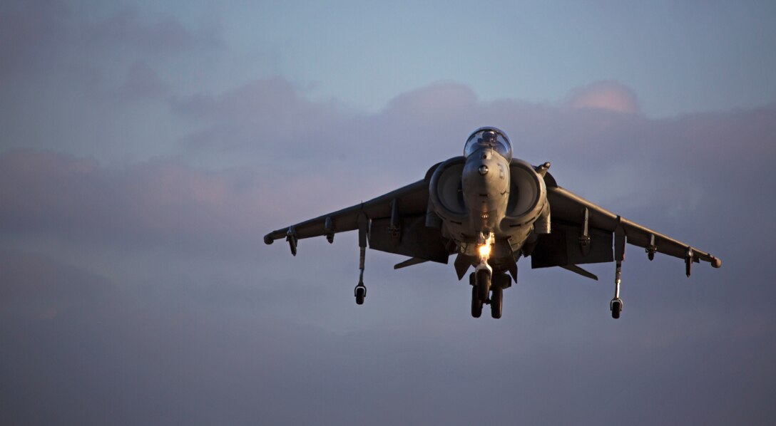 An AV-8B Harrier shows off its hovering and maneuvering capabilities for the crowd during the 2015 MCAS Miramar Air Show aboard Marine Corps Air Station Miramar, Calif., Oct. 3. The Harrier was just one of the military aircraft showcased during the air show. (U.S. Marine Corps photo by Sgt. Uriel Avendano/Released)