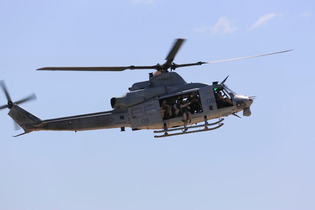 Marines conducted a Marine Air-Ground Task Force demonstration during the 2015 MCAS Miramar Air Show aboard Marine Corps Air Station Miramar, Calif., Oct. 2. This year's air show theme honored veterans and their families. (U.S. Marine Corps photo by Cpl. Alissa P. Schuning/Released)
