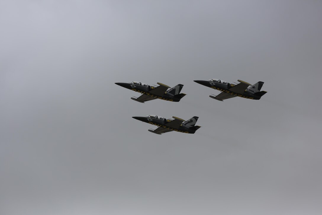 The Breitling Jet Team performs during the 2015 MCAS Miramar Air Show aboard Marine Corps Air Station Miramar, Calif., Oct. 4. This was the team’s first performance in MCAS Miramar’s annual air show. (U.S. Marine Corps photo by Lance Cpl. Kimberlyn Adams/Released)