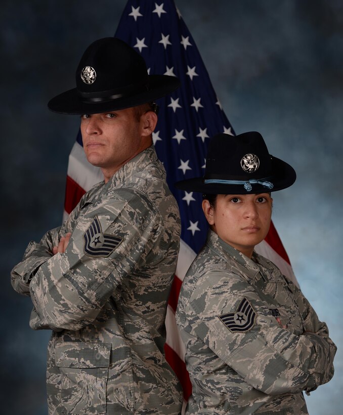 Tech. Sgts. Gideon and Lillian Stibor, 28th Logistics Readiness Squadron fuels distribution NCO in charge and 28th Medical Operations Squadron dental records technician NCOIC, met during their special duty assignments as military training instructors at Lackland Air Force Base, Texas. Gideon provided Lillian with advice and useful knowledge during their time working together. (U.S. Air Force photo by Airman Sadie Colbert/Released)