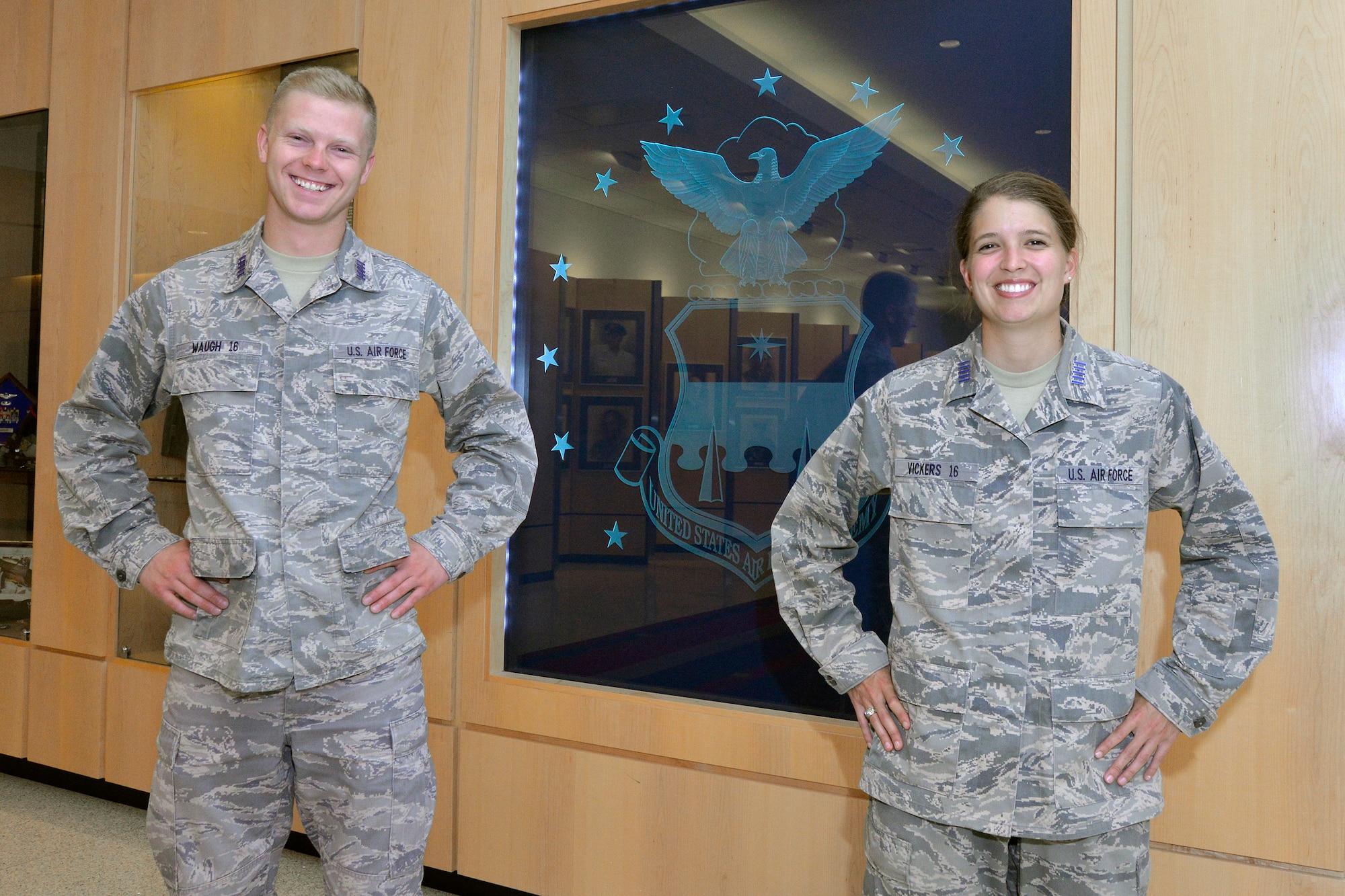 Cadets 1st Class Joshua Waugh and Rebecca Vickers are Personal Ethics and Education Representatives -- or PEERS -- at the Air Force Academy. The PEERS is a volunteer cadet-run program. Each cadet squadron has two PEERs assigned who are trained to be a referral source to cadets in need of help. A Jewish rabbi, Catholic priests, Muslim chaplain, and Protestant ministers offer counseling in personal, moral and spiritual matters. The Mental Health Clinic, under the Command Surgeon, offers complete psychiatric service. (U.S. Air Force/Bill Evans)
