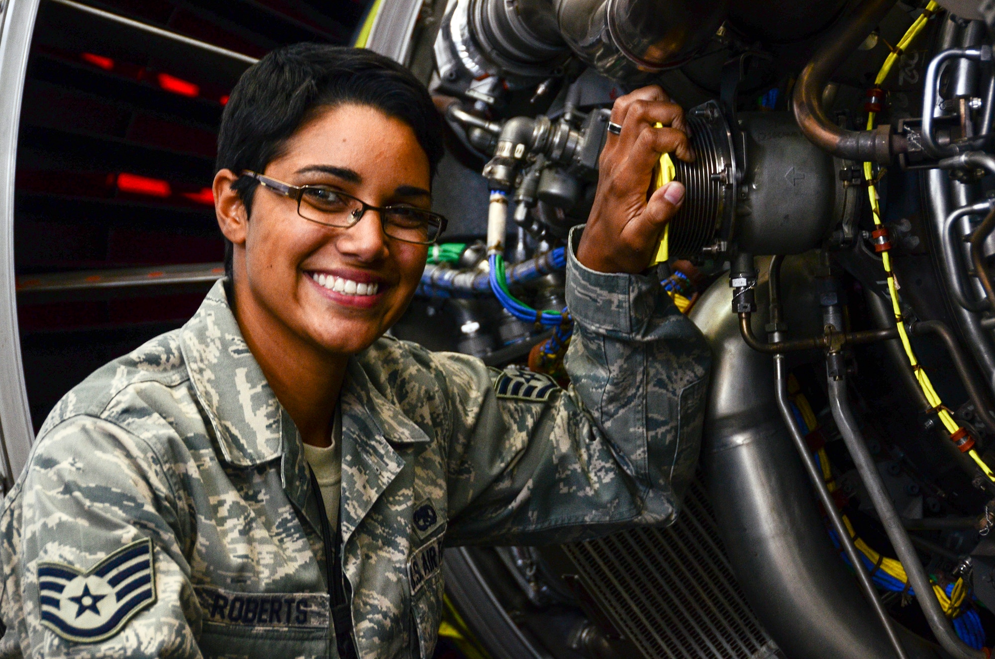 WRIGHT-PATTERSON AIR FORCE BASE, Ohio – Staff Sgt. Ashley Roberts, 445th Maintenance Squadron aerospace propulsion craftsman, is the 445th Airlift Wing October Spotlight Performer.  (U.S. Air Force photo/Senior Airman Devin Long)