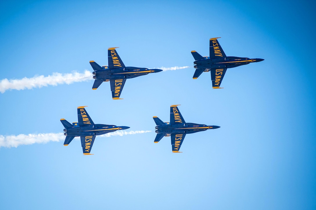 The U.S. Navy flight demonstration team, the Blue Angels, perform at the Marine Corps Air Station Miramar Air Show in San Diego, Oct. 3, 2015. U.S. Navy photo by Petty Officer 2nd Class Nolan Kahn