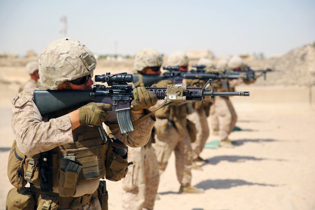 U.S. Marines conduct a live-fire range exercise in Southwest Asia, Sept., 29, 2015. The Marines are with the 3rd Battalion, 7th Marine Regiment, Special Purpose Marine Air-Ground Task Force-Crisis Response-Central Command. U.S. Marine Corps photo by Cpl. Jonathan Boynes