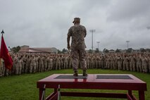 Commandant of the Marine Corps, Gen. Robert B. Neller, speaks with Marines from I Marine Expeditionary Force during a visit to Marine Corps Base Camp Pendleton, Calif. Oct. 5, 2015.  Neller addressed training, readiness, Naval integration, modernization, and technology.  (U.S. Marine Corps photo by Lance Cpl. Adrianna R. Lincoln, 1st Marine Division Combat Camera/Released)