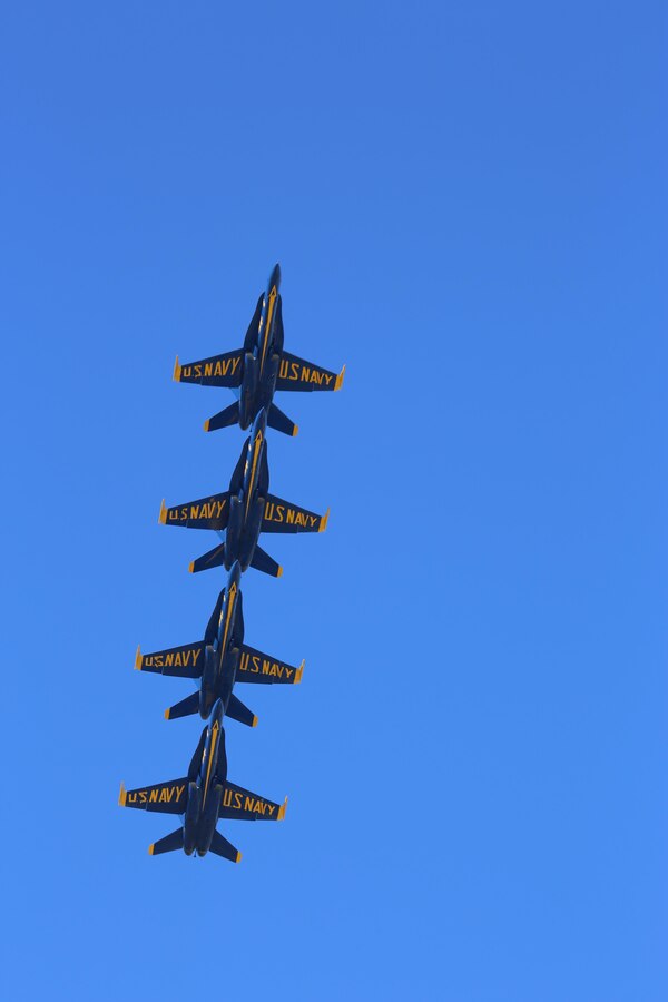 The U.S. Navy Blue Angels perform at the 2015 MCAS Miramar Air Show aboard Marine Corps Air Station Miramar, Calif., Oct. 2. The Blue Angels show audiences around the world the capabilities of the armed forces’ aircraft. (U.S. Marine Corps photo by Cpl. Alissa P. Schuning/Released)