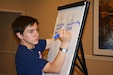 Gregory Peloquin, son of Col. Marisa Peloquin, commander, 97th Training Brigade, participates in a breakout session during a joint teen council meeting, Alexandria, Va., July 28, 2015. Peloquin and nine other members of the 80th Training Command Teen Council attended the meeting with members of the 412th Theater Engineer Command and the 75th Training Command teen councils.
