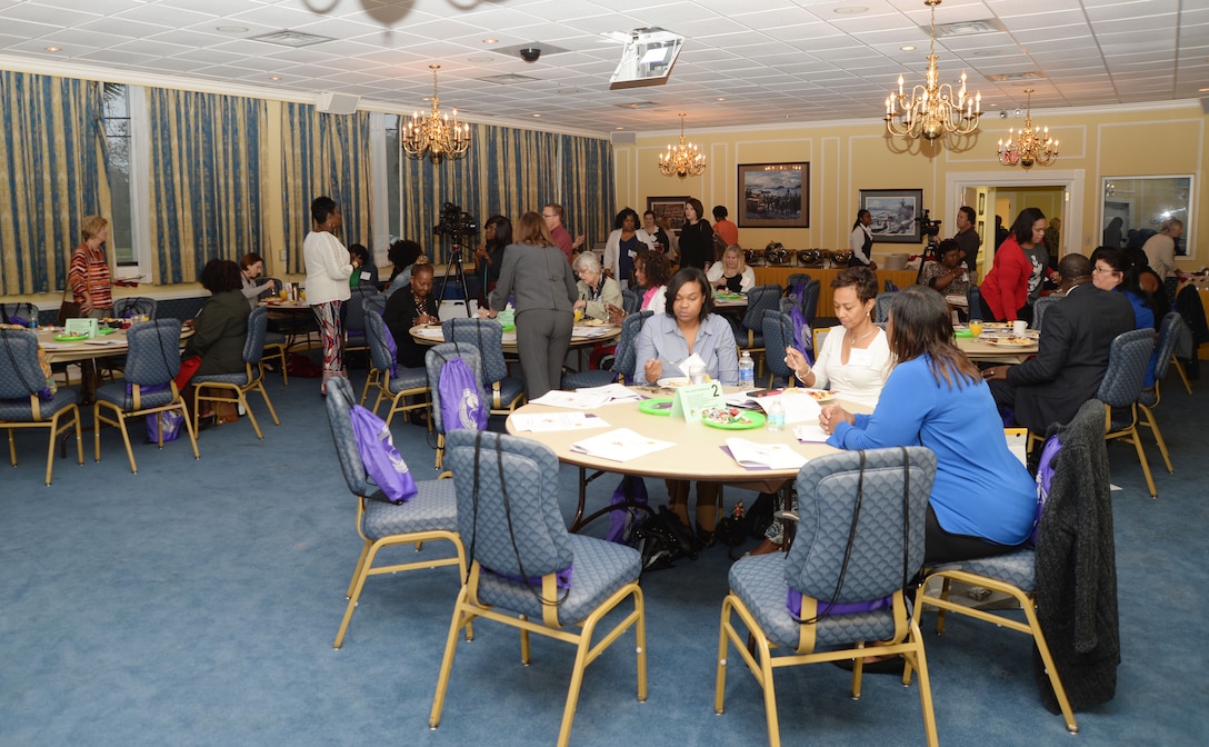 Educators, counselors, agency directors and other supporters assemble at Marine Corps Logistics Base Albany’s Conference Center to attend the Military Child Education Coalition, Harker Heights, Tex., training, Oct 5. Facilitators engaged attendees in a number of sessions designed to teach innovative techniques to assist transitioning military children to reach their full potential.