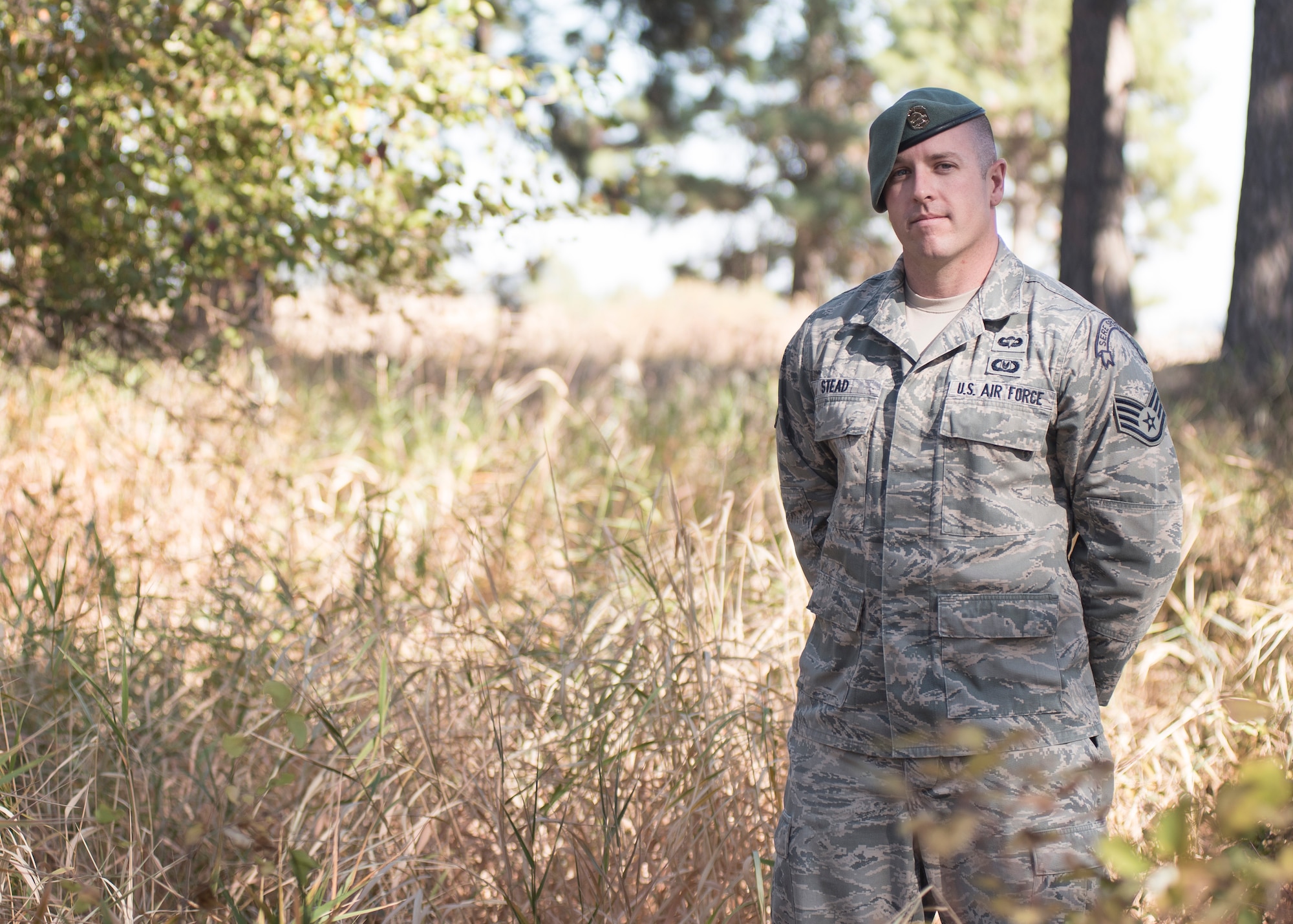 Staff Sgt. Matthew Stead, 22nd Training Squadron Survival Evasion Resistance and Escape specialist, poses for a photo Oct. 5, 2015, at Fairchild Air Force Base, Wash. Stead provides personnel at risk of isolation the skills and confidence to ‘Return with Honor’ while producing Mission Ready SERE specialists for any tasking worldwide. His leadership selected him as one of Fairchild’s Finest, a weekly recognition program that highlights top-performing Airmen. (U.S. Air Force photo/Airman 1st Class Sean Campbell)