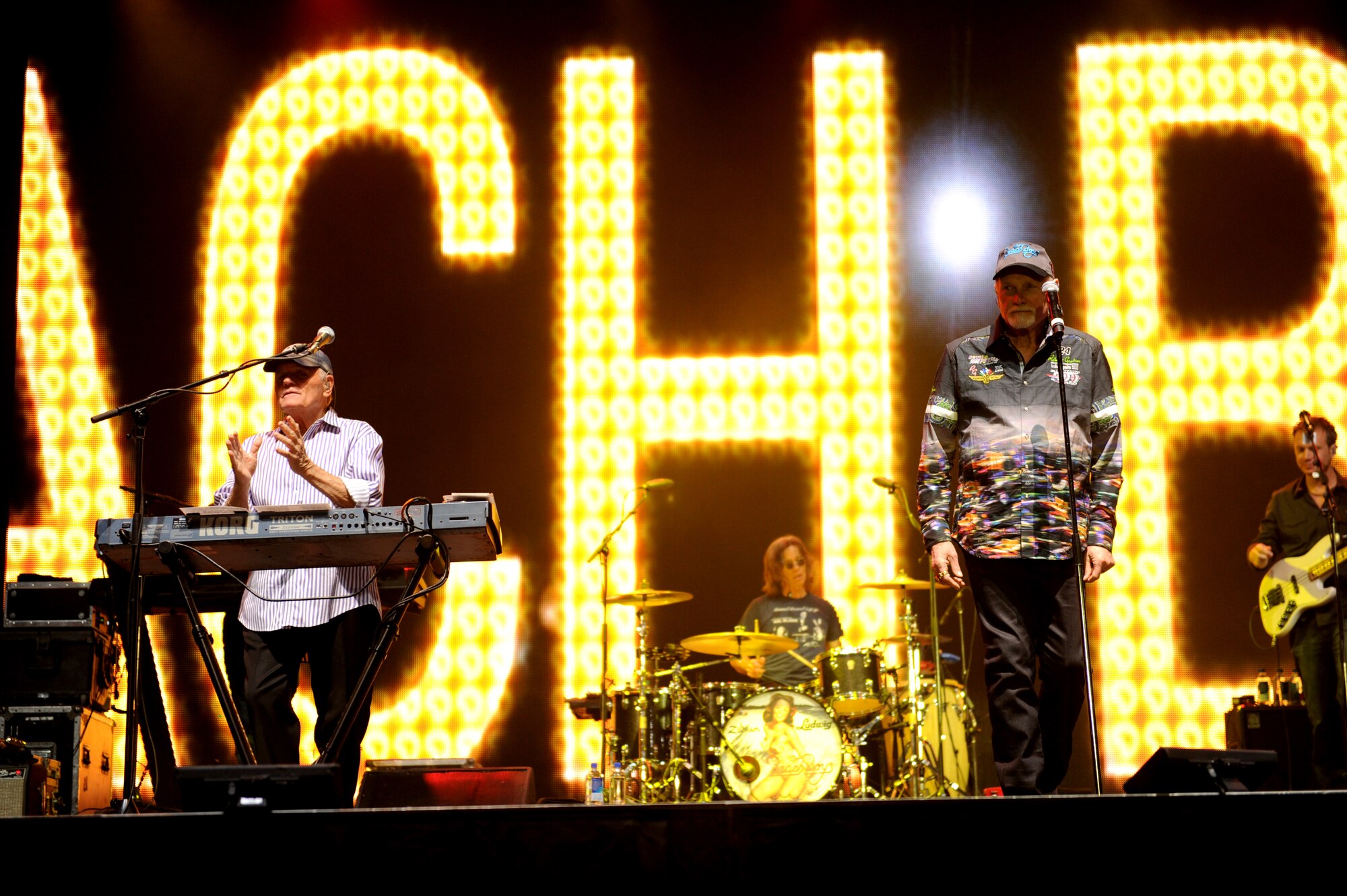 The Beach Boys perform at Norsk Høstfest festival at Minot, N.D. Oct. 3, 2015. The Beach Boys have been together since the 1960s and were performing at the festival during Military Appreciation Day.(U.S. Air Force photo by Staff Sgt. Chad Trujillo)