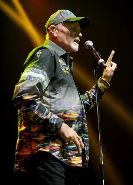 Mike Love performs at Norsk Høstfest festival at Minot, N.D. Oct. 3, 2015. Love is one of the founding members of the Beach Boys who have been together since the 1960s and were performing at the festival during Military Appreciation Day.(U.S. Air Force photo by Staff Sgt. Chad Trujillo)