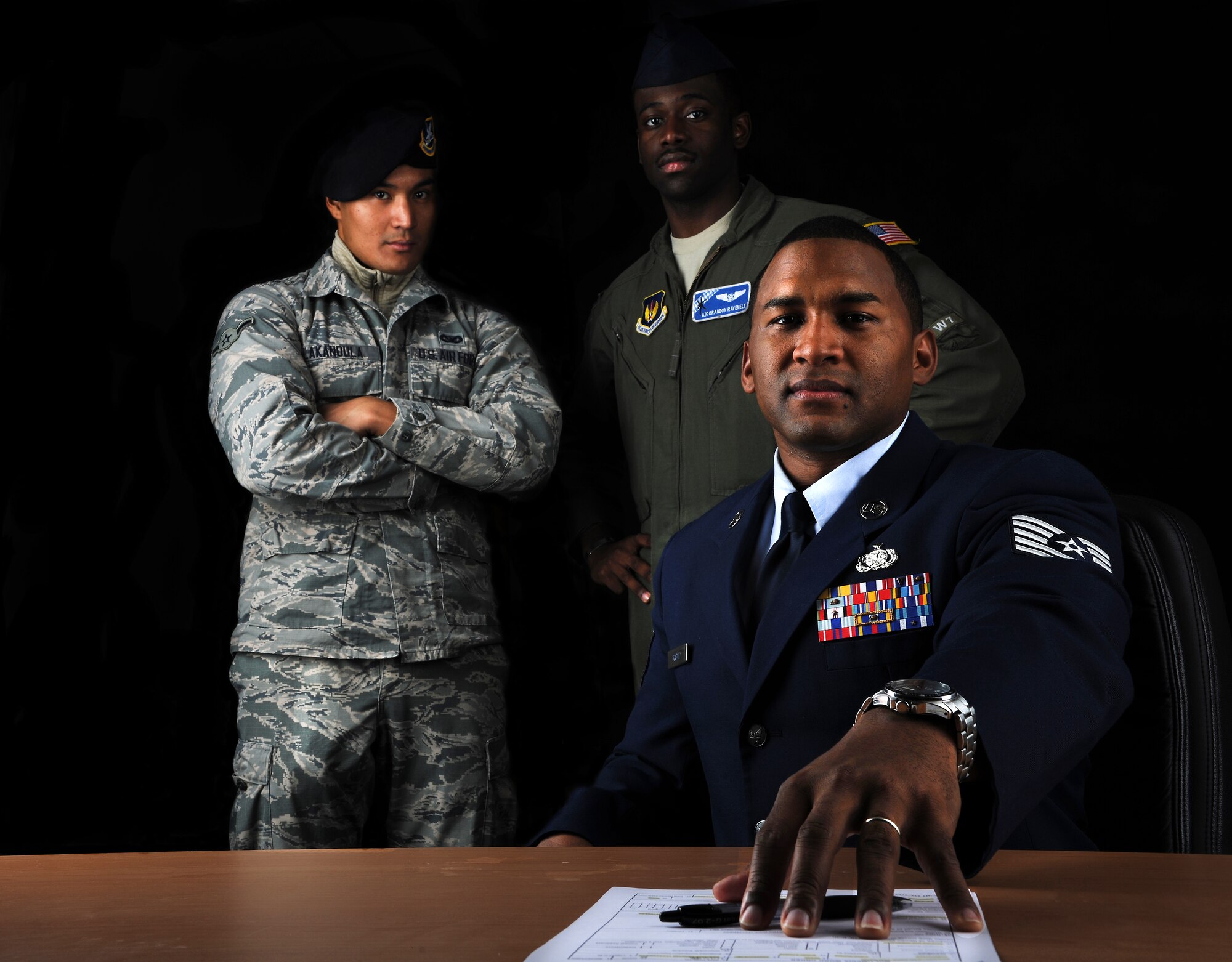 Tech. Sgt. Mubarak Rashid, 319th Recruiting Squadron enlisted accessions recruiter, recruits at Ramstein Air Base, Germany, and has his sights aimed at achieving the highest honor a recruiter can receive in the Air Force: the Gold Recruiter Badge. Rashid knew he wanted to be a recruiter after being inspired by his own. (U.S. Air Force photo illustration/Airman 1st Class Lane T. Plummer) 