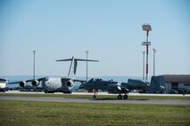 A U.S. Air Force A-10 Thunderbolt II attack aircraft, assigned to the 74th Expeditionary Fighter Squadron, lands at Spangdahlem Air Base, Germany, Oct. 2, 2015. The aircraft forward deployed from Amari Air Base, Estonia, to Spangdahlem to conduct training with nearby bases and partners. (U.S. Air Force photo by Staff Sgt. Christopher Ruano/Released)