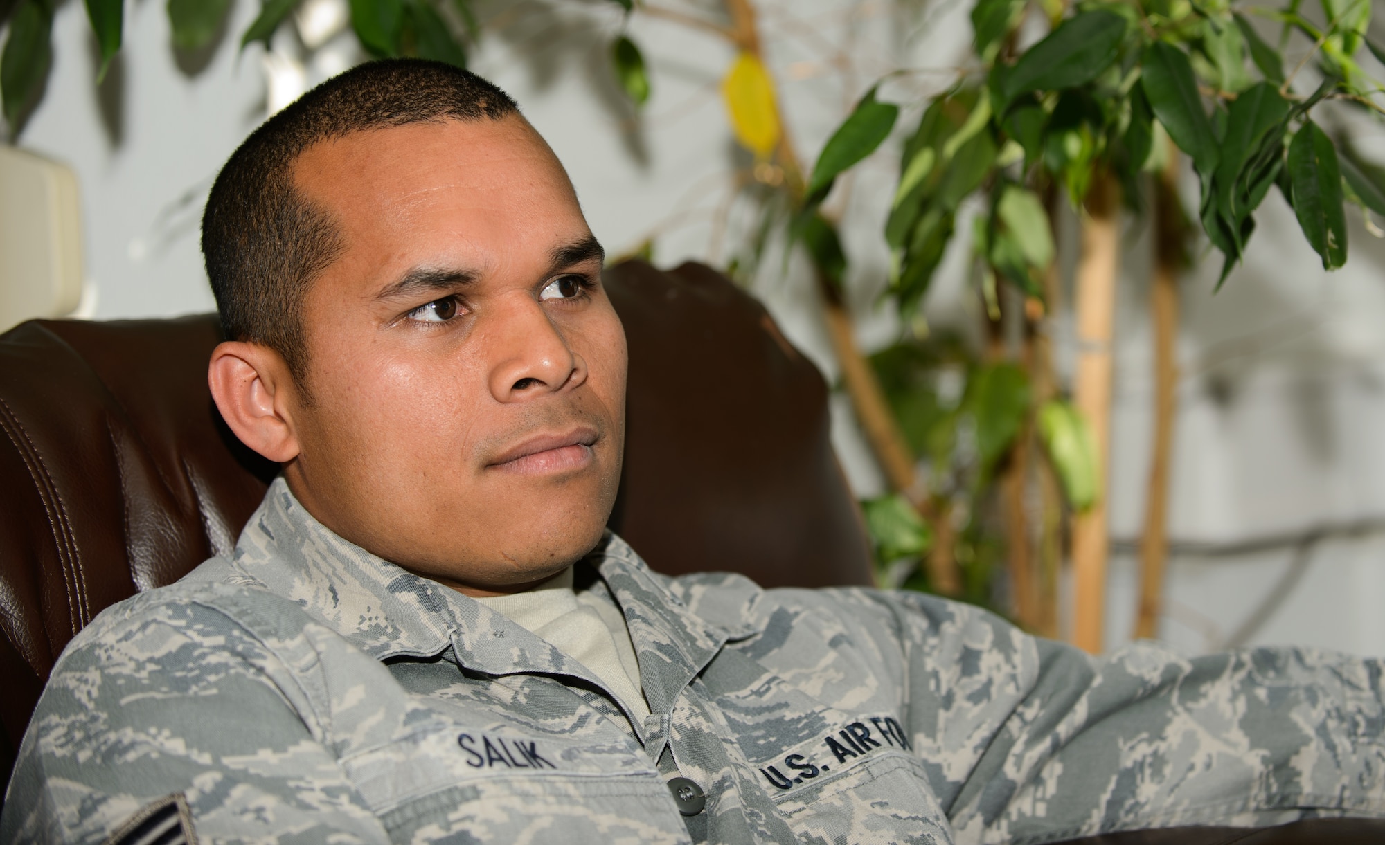 Staff Sgt. Horace Salik, 7th Weather Squadron battlefield weather forecaster, listens to a briefing on forecasting weather in Eastern Europe during Cadre Focus Sept. 17, 2015, at Grafenwohr Training Area, Germany. The instructors of the 7th WS used a variety of tools including briefing and hands-on lessons to develop 30 battlefield weather airmen during the annual Cadre Focus training exercise. The 7th WS revamped Cadre Focus to concentrate on basic field training skills and forecasting in Eastern Europe. The squadron is the only one embedded alongside Army units providing weather intelligence throughout the European and African areas of operation. (U.S. Air Force photo/Staff Sgt. Armando A. Schwier-Morales)