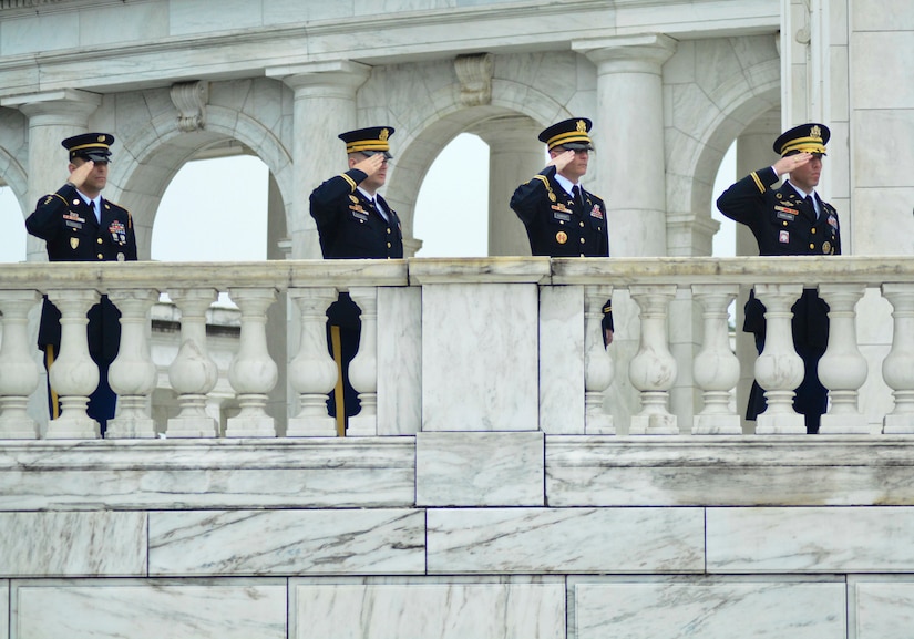 Military police Soldiers gather at Arlington National Cemetery for the Military Police Corps Regimental Remembrance Ceremony held Sept. 30. Guests pay special tribute to the Military Police who sacrificed their lives while serving during the last year. (U.S. Army photo taken by Sgt. Elizabeth Taylor/released)