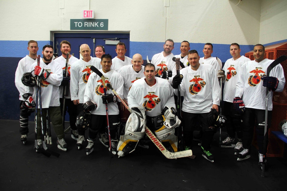In the annual MN Armed Forces hockey tournament, the Marine Corps put together their own team, for the first time in MN History. The Marines were primarily from Marine Wing Support Squadron 471, but retired Marines and corpsmen also played for the team including , 75-year-old Marine Veteran John Swanberg. The Majority of the Marines had not played hockey before, but managed to win one match and tie another. "Marines and Sailors are already part of a tightknit group," said Major Richard Wilson, one of the Marine players. "Having the opportunity to work together as a team in a sport which was relatively new for many of us made us that much tighter."
