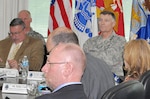 DLA Director Air Force Lt. Gen. Andy Busch, and other agency and DLA Energy senior leaders listen to a briefing May 29 during DLA Energy’s Annual Operating Plan Review at the McNamara Headquarters Complex.