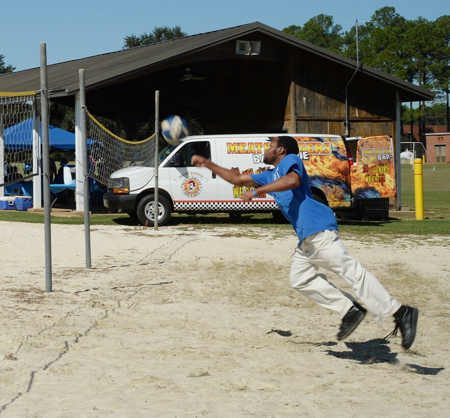 PowerWorks and Goodwill hold a Team Member Appreciation Picnic for employees at Marine Corps Logistics Base Albany’s Covella Pond, Oct. 7. The employees maintain grounds and provide custodial needs aboard the installation. Employees feasted on barbecue, chicken, baked beans, coleslaw, potato salad, garlic bread and cupcakes. They also participated in various games as well as received letters of appreciation, goody bags and lunch boxes. The base’s commanding officer, Col. James C. Carroll III, other base directors and their companies’ leaders praised them for their hard work and dedication in taking care of the installation. 