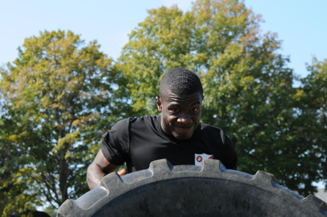 A Marine from the Marine Corps Embassy Security group participates in the annual Headquarters and Service Battalion field meet. The meet officially kicks off Quantico's Combined Federal Campaign.