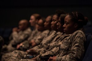 U.S. Air Force Airmen attend “The Yellow Dress” performance at Langley Air Force Base, Va., Sept. 30, 2015. The play addressed dating and domestic violence, as well as sexual assault. (U.S. Air Force photo by Senior Airman Kayla Newman/Released)