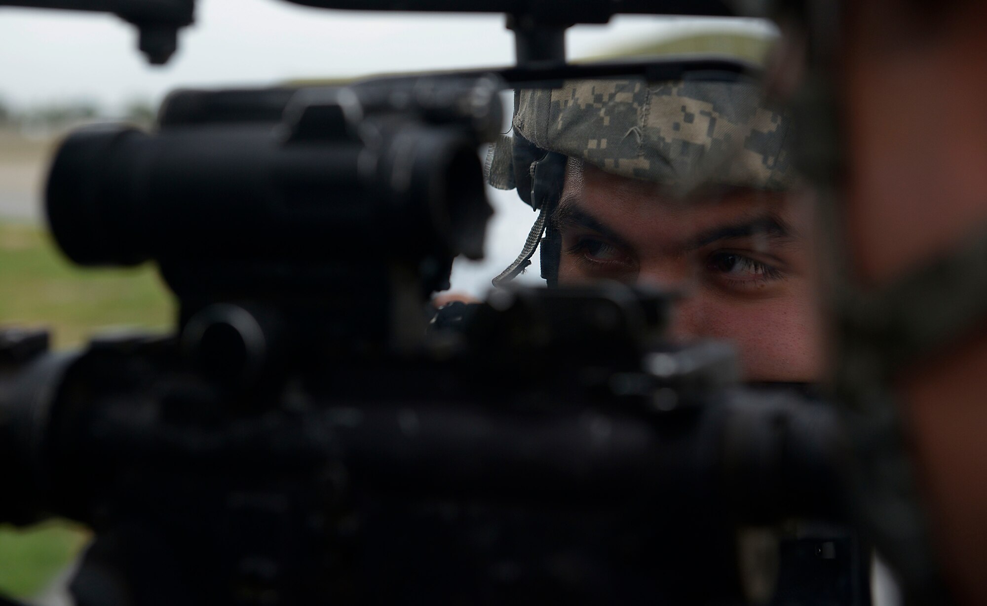 Airman 1st Class Christian Jimenez, 39th Security Forces Squadron security response team member, provides security during a wing-wide exercise Oct. 2, 2015, at Incirlik Air Base, Turkey. The exercise tested the base's readiness and ability to respond to an emergency at a moment's notice. (U.S. Air Force photo by Senior Airman Krystal Ardrey/Released)