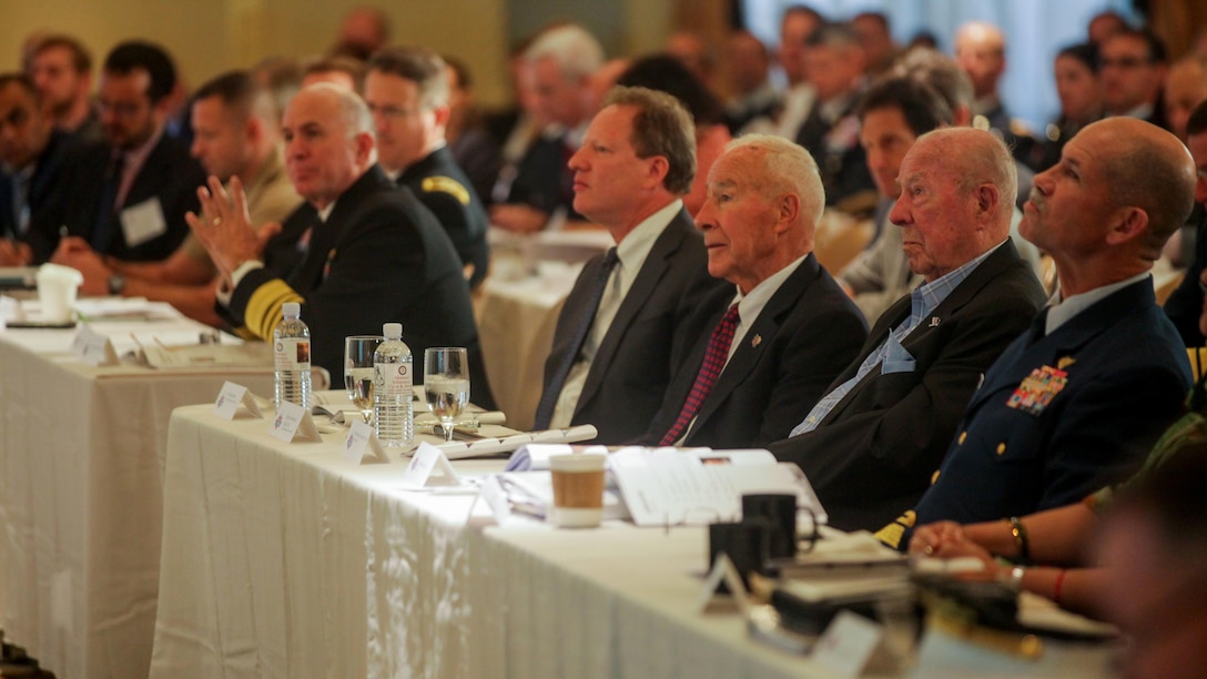 Guests of honor observe the senior leadership seminar as part of San Francisco Fleet Week 2015, Oct. 7. The seminars brought together leaders from local, regional, and federal agencies, as well as political and diplomatic leaders to broaden working relationships and encourage cooperative emergency planning in humanitarian assistance and disaster relief efforts. SFFW 15’ is a weeklong event that blends a unique training and education program, bringing together key civilian emergency responders and Naval crisis-response forces to exchange best practices on humanitarian assistance disaster relief with particular emphasis on defense support to civil authorities.
