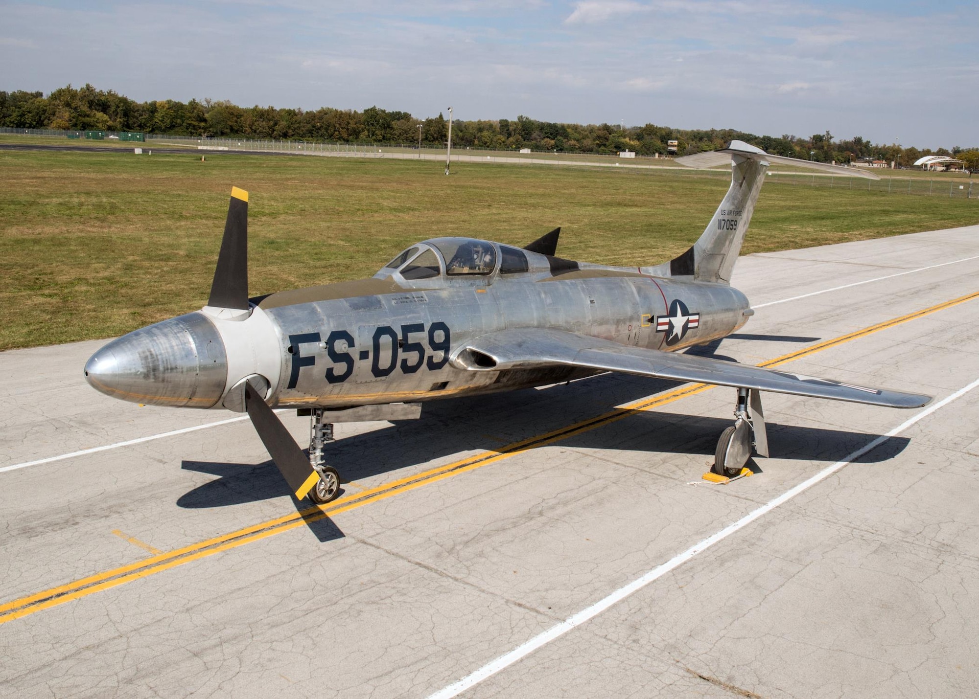 Restoration staff move the Republic XF-84H into the new fourth building at the National Museum of the U.S. Air Force on Oct. 7, 2015. (U.S. Air Force photo by Ken LaRock)