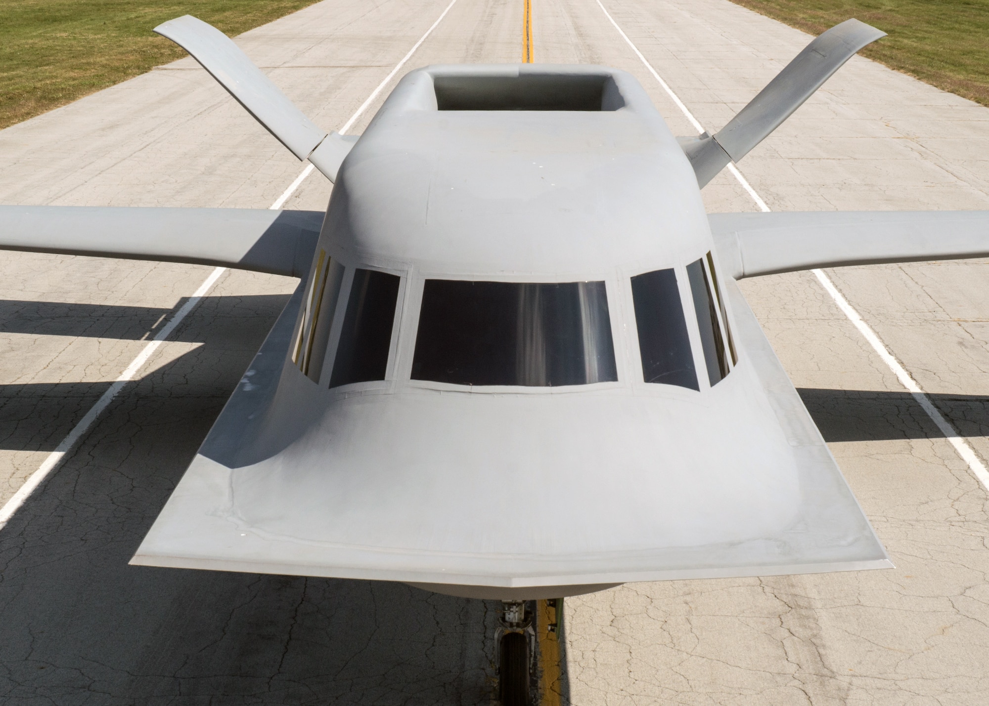 Restoration staff move Tacit Blue into the new fourth building at the National Museum of the U.S. Air Force on Oct. 7, 2015. (U.S. Air Force photo by Ken LaRock)