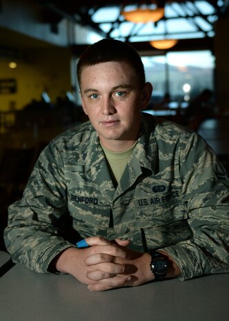 A1C Matthew Benford, 9th Force Support Squadron, food specialist. (U.S. Air Force photo by Robert Scott)