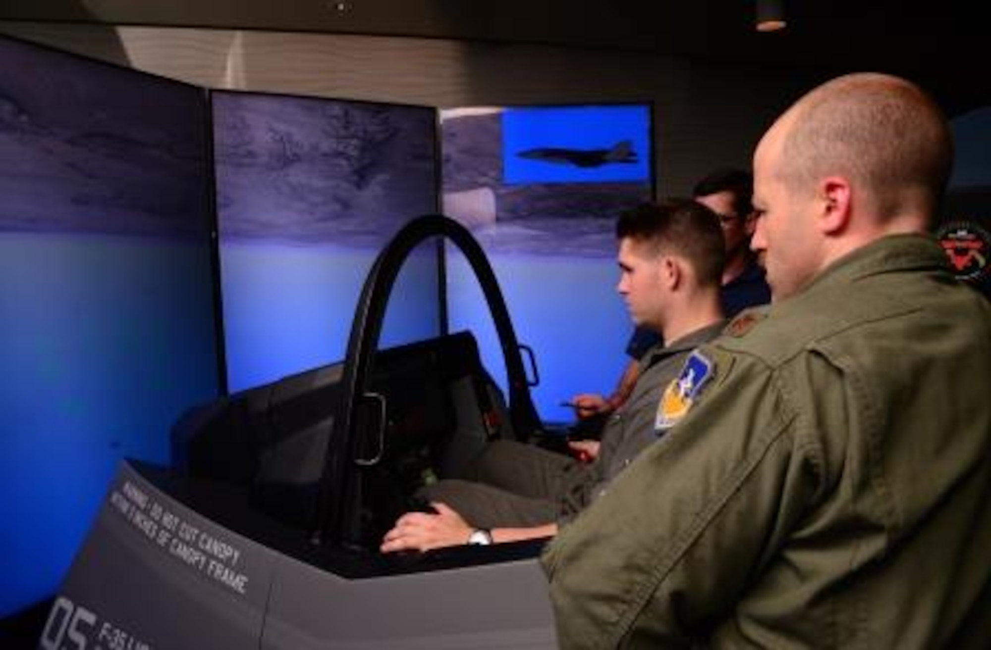 Capt. Sky Villers, 36th Fighter Squadron chief officer, flies inverted in the F-35 Lightning II demonstrator Oct. 8, 2015, at Osan Air Base, Republic of Korea. Members from both fighter squadrons were able to come out and experience what flying an F-35 Lightning II would be like. (U.S. Air Force photo by Staff Sgt. Benjamin Sutton) 