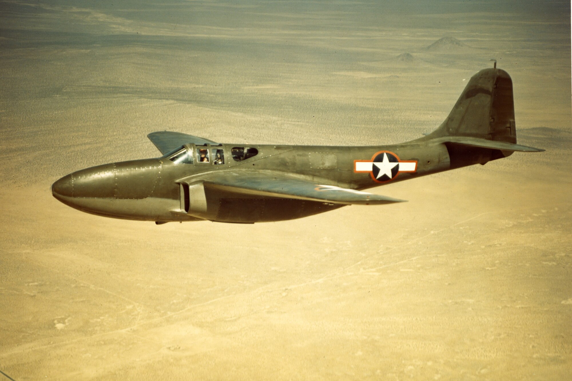 This is one of three XP-59A prototypes. The first prototype XP-59A flew in the fall of 1942 at Muroc Dry Lake (now Edwards Air Force Base), Calif. (U.S. Air Force photo)
