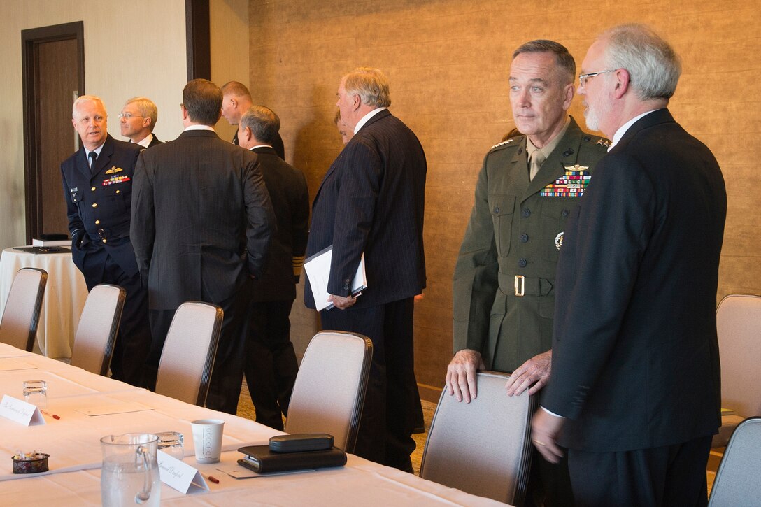 U.S. Marine Corps Gen. Joseph F. Dunford Jr., chairman of the Joint Chiefs of Staff, participates in the 2015 Australia-United States Ministerial Consultations in Boston, Oct. 12, 2015. 