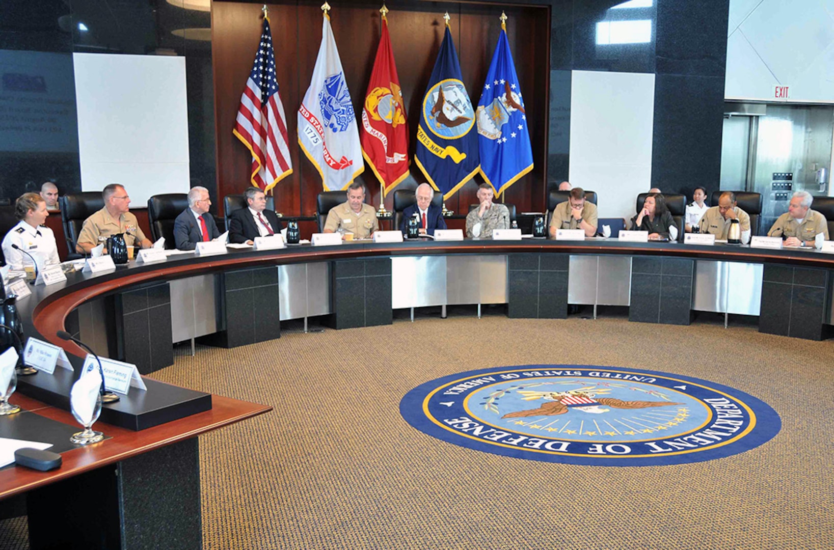 Leaders from the Defense Logistics Agency and the Department of Defense discussed engagement opportunities and partnerships during a Distribution Process Owner Executive Board meeting Aug. 6 at the McNamara Headquarters Complex.