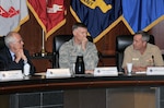 Top Defense Logistics Agency and U.S. Transportation Command leaders discussed how to partner on efforts to provide synchronized support to warfighters Aug. 5 at the McNamara Headquarters Complex.