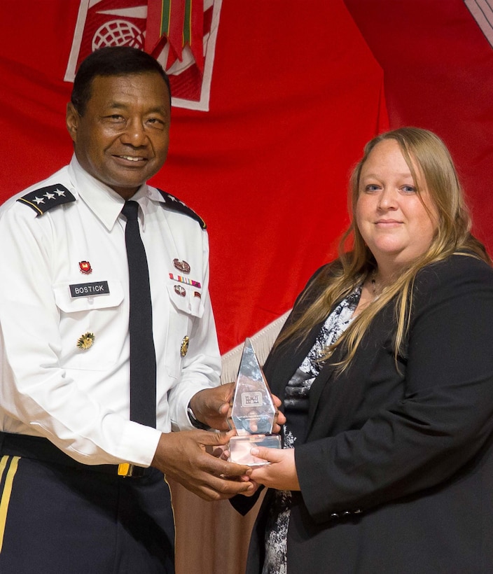 Kim Adkins, Readiness and Contingency Operations, Operations Chief for the Northwestern Division was recently recognized as 2014 Emergency Manager of the Year by the Chief of Engineers, U.S. Army Corps of Engineers Headquarters. 
Her recognition as Emergency Manager of the Year spotlights her role as the Civil Emergency Program Manager for POD during day-to-day operations and in support of disaster response operations. 
