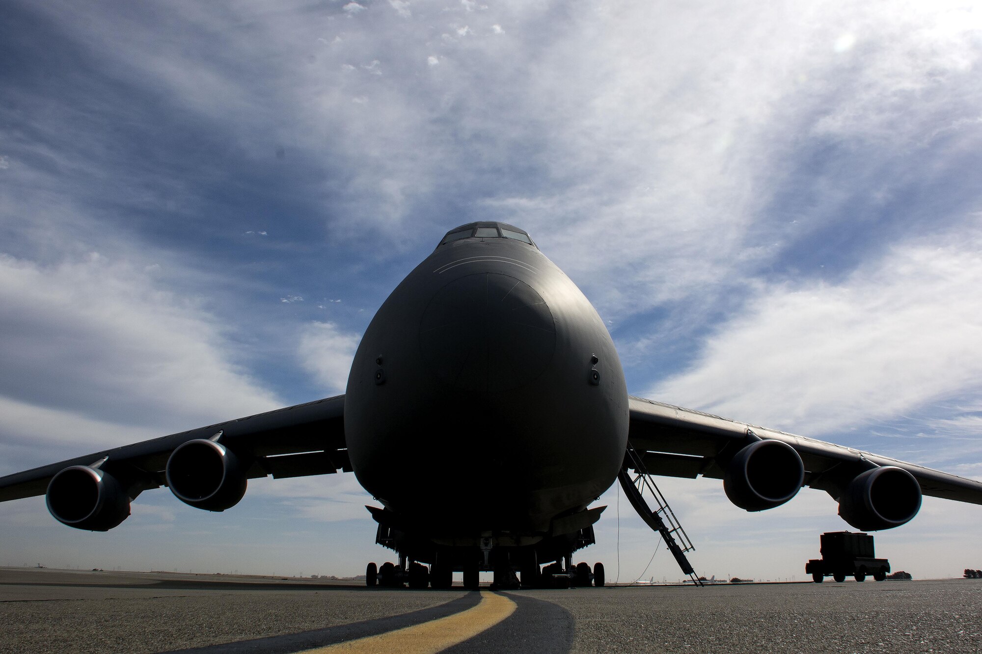The first of two upgraded C-5C Super Galaxy aircraft was tested to verify if the aircraft still met the vibroacoustics requirements set forth by NASA Sept. 24, 2015, at Travis Air Force Base, Calif. Travis AFB is home to the Air Force’s only two aircraft specially modified to insert and transport NASA space containers into the aft end of the cargo compartment. With the recent completion of the Reliability Enhancement and Re-Engining Program upgrade, Air Force Space Command raised concerns regarding the vibratory environments of the cargo compartment, thus requesting the collection of the aircraft’s interior noise and vibration data to verify that the M-model SCM cargo compartment was still compliant with NASA requirements. (U.S. Air Force photo/Senior Airman Charles Rivezzo) 