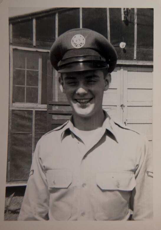 Retired Chief Master Sgt. Victor Hugo, former 446th Military Air Wing command chief, started out his Air Force career in 1951 by attending basic military training at what was then Lackland Air Force Base in San Antonio; Texas. "At the time, we didn't even have an official Air Force uniform," said Hugo. "We were still transitioning from the Army Air Corps to the United States Air Force." Hugo is seen here in his former Air Force uniform. (Courtesy photo)